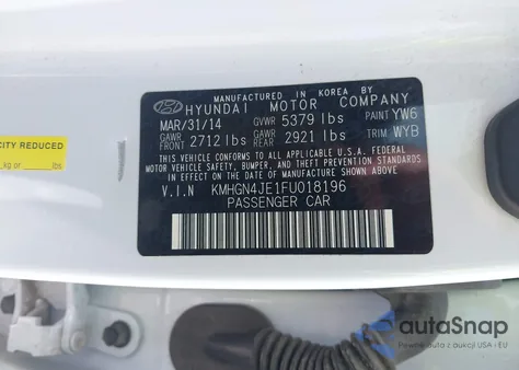 2015 Hyundai Genesis 3.8 from USA, damaged, VIN KMHGN4JE1FU018196